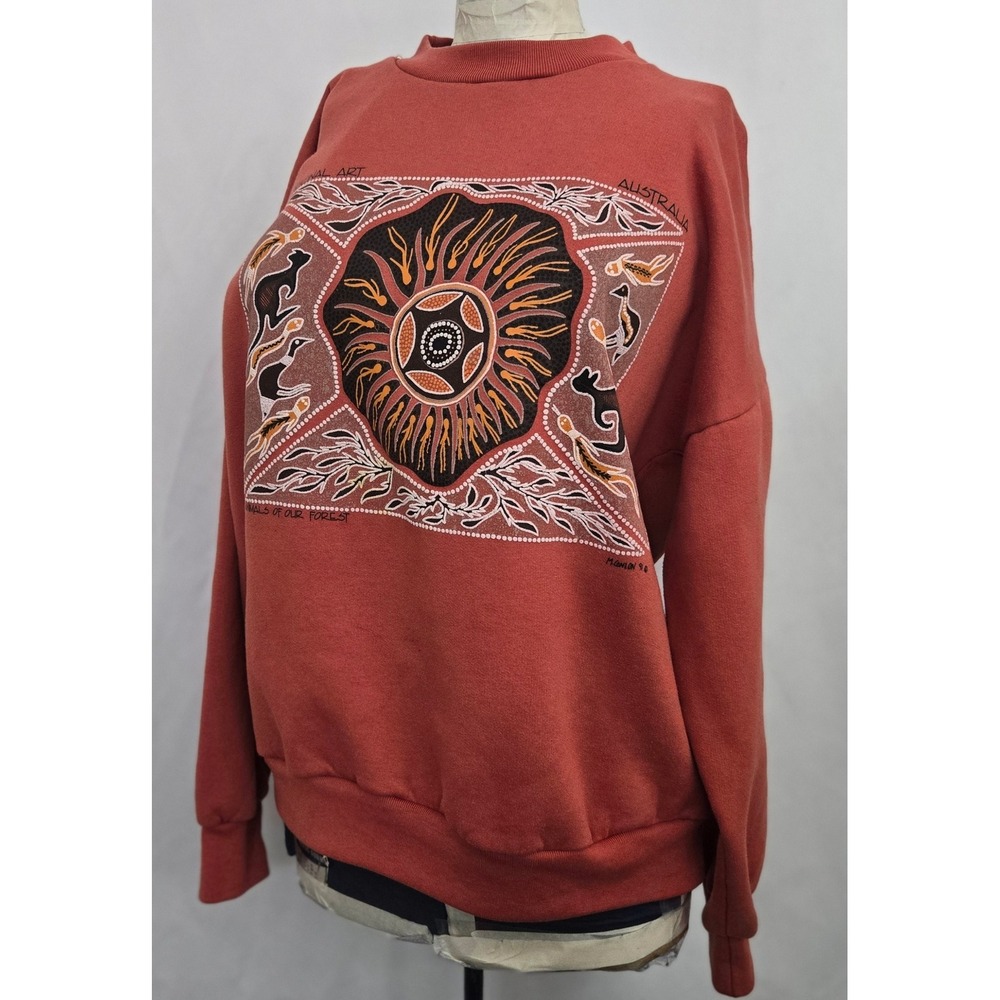 Vintage 90s Aboriginal Art Australia Sweatshirt Gooses TShirts Size 18 Women XL